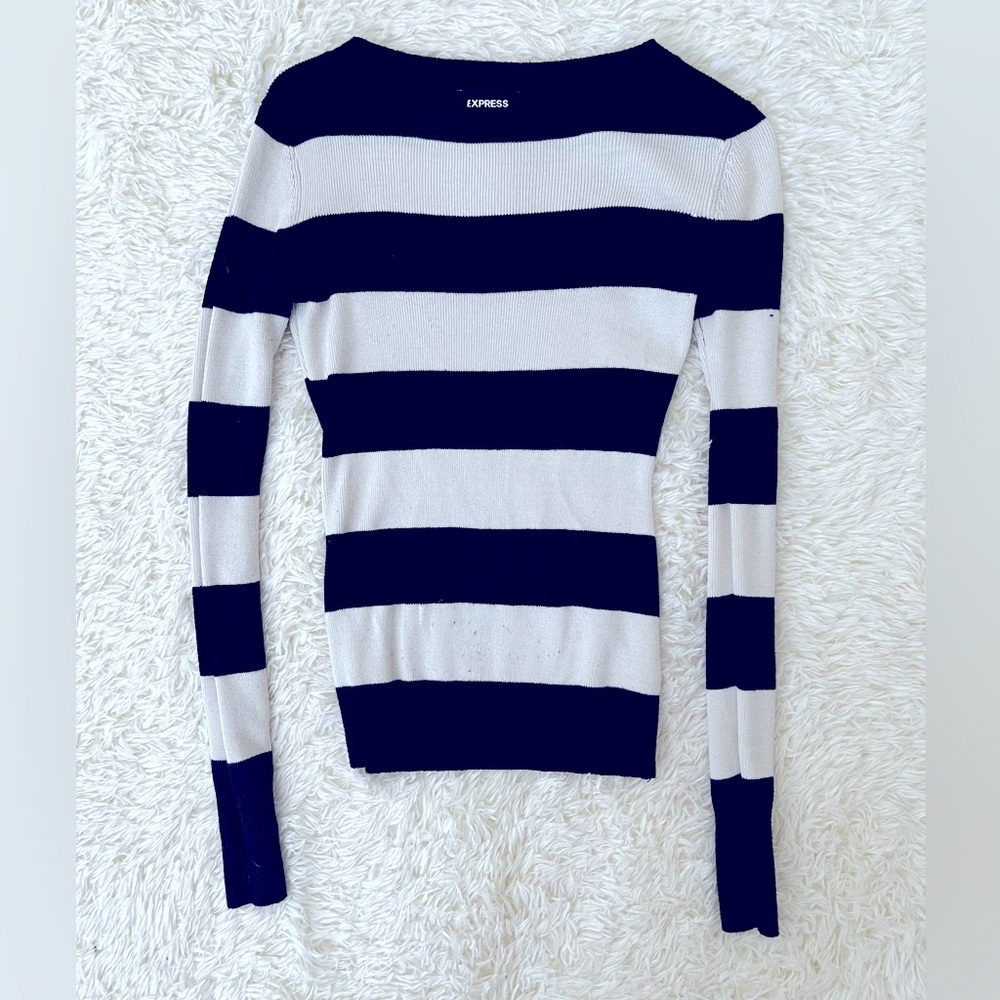 Express Black and White Stripe Sweater - XXS